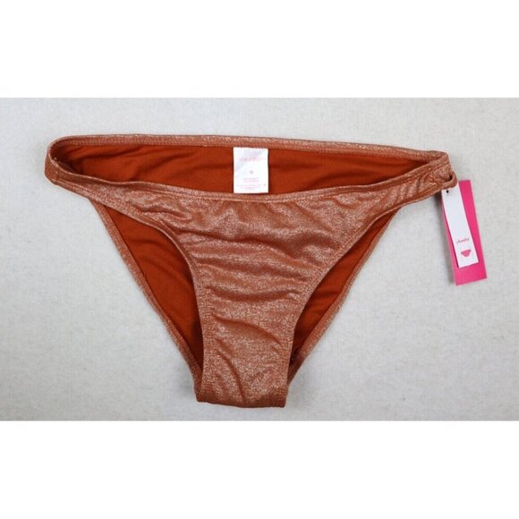 XHILARATION - WOMEN'S ORANGE SHIMMER CHEEKY SWIM BOTTOM - SIZE M - Picture 1 of 7